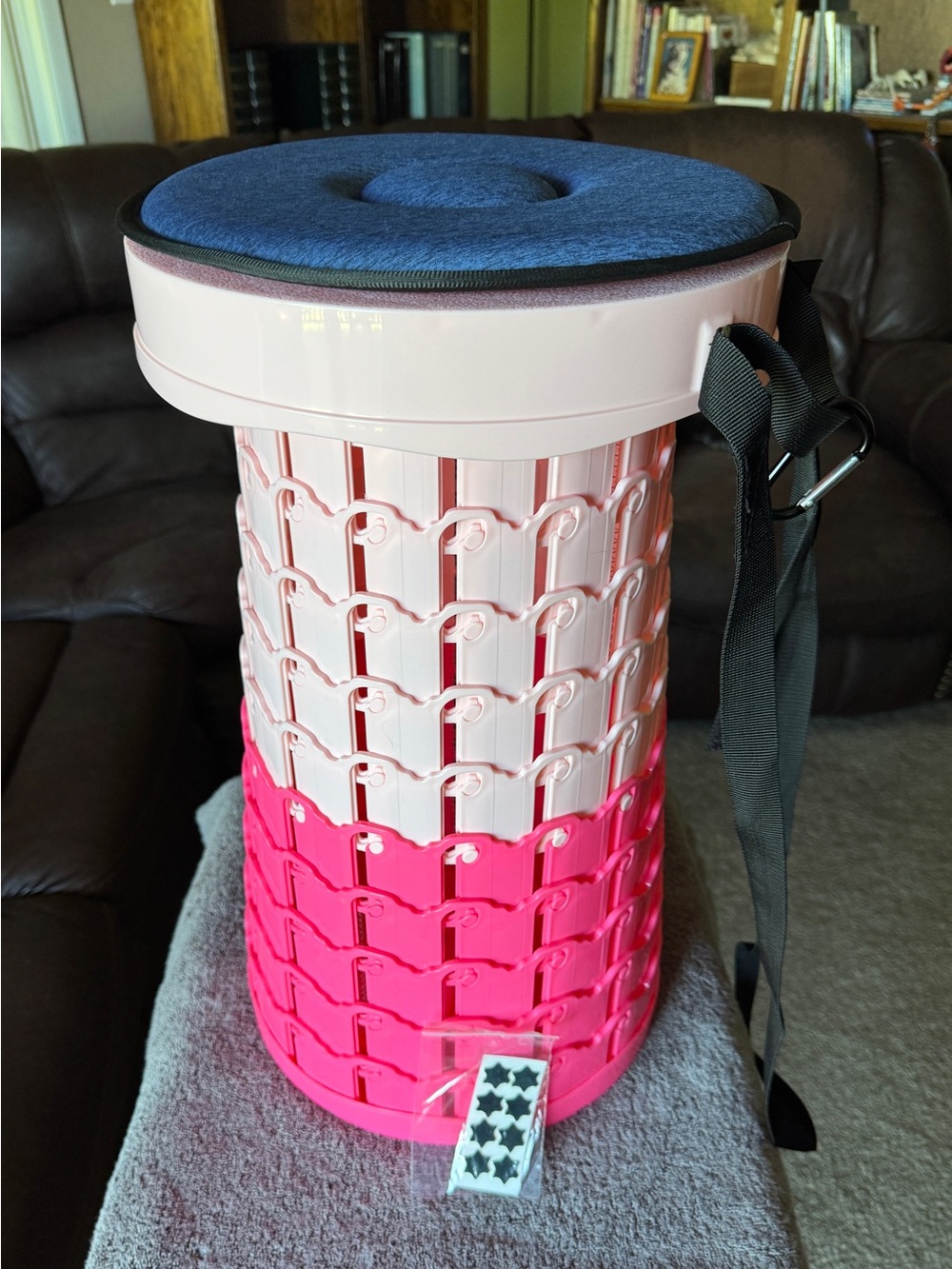 MaxFat 8.0 XXL Telescoping Collapsible Stool 1000lb Padded Seat Pink 20”